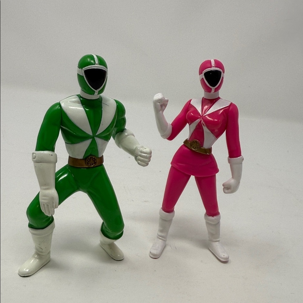 McDonald’s Toys Power Rangers 4 “  Pink Rescue Ranger & Green Lightspeed Rescue